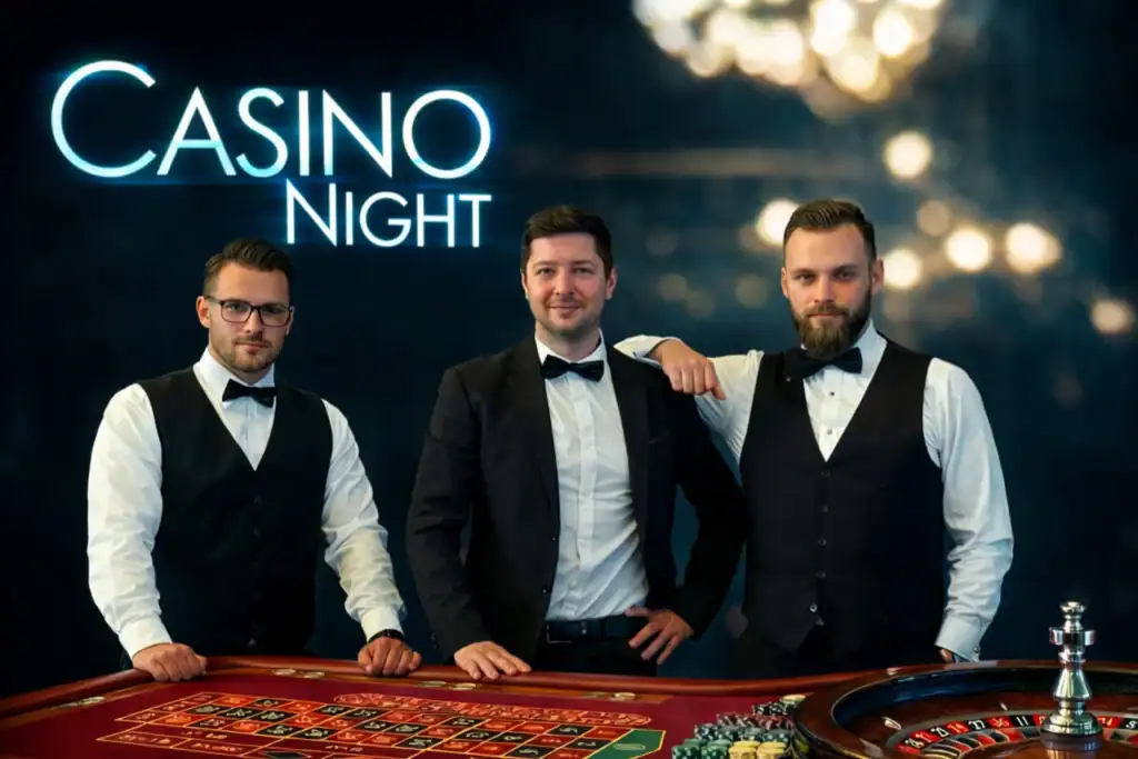 Casino Event Extras mit Croupiers und Roulette Tisch – Zusatzoptionen für Firmenfeier und Hochzeit