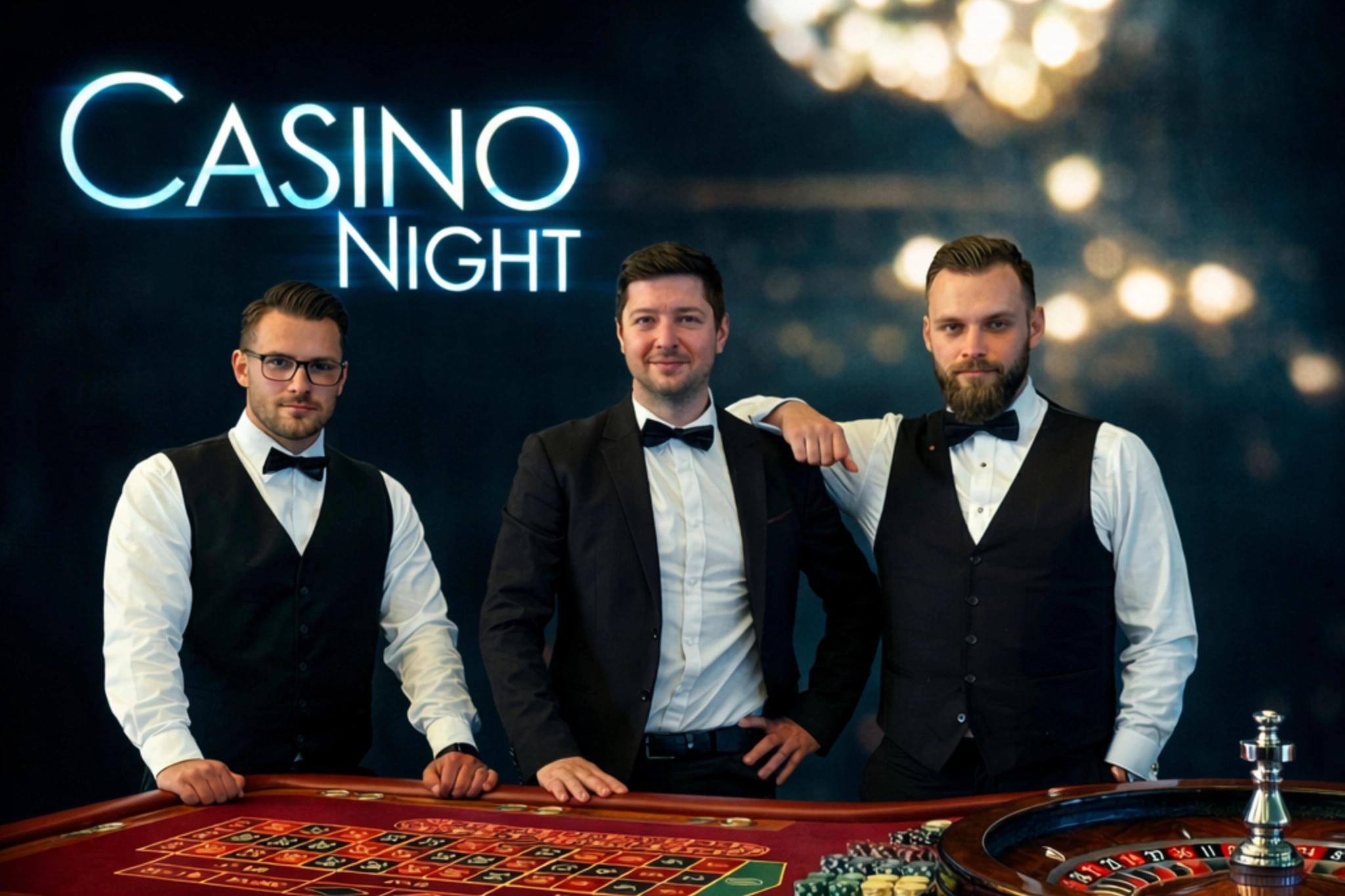 Casino Event Extras mit Croupiers und Roulette Tisch – Zusatzoptionen für Firmenfeier und Hochzeit