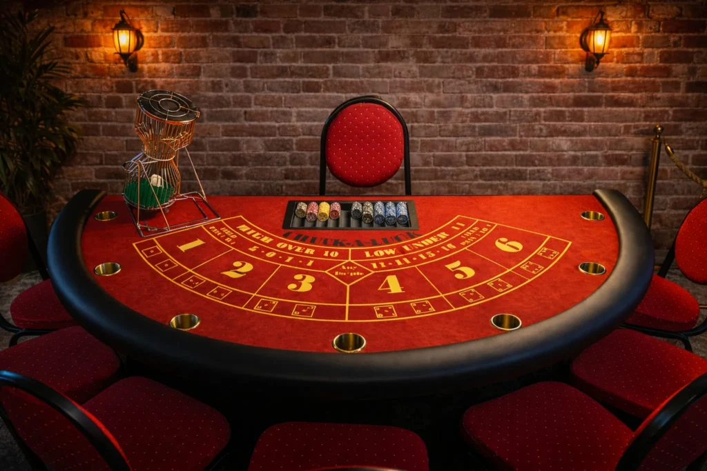 Chuck-a-Luck Casino-Würfelspiel bei Casino-Event mit professionellem Spieltisch