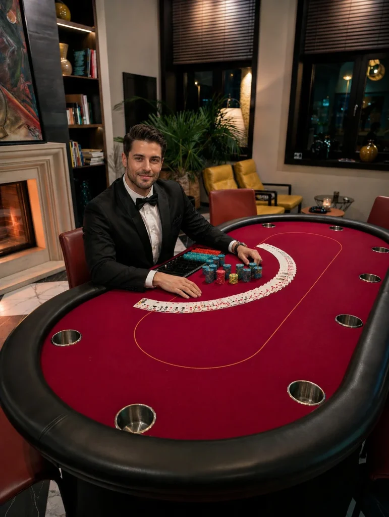 Poker Tisch mieten mit professionellem Croupier für Casino Event