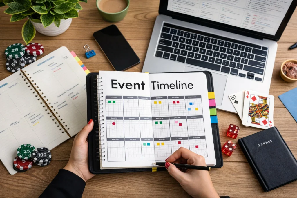 Casino Event Planung mit detailliertem Ablaufplan, Spieltischen und professioneller Organisation