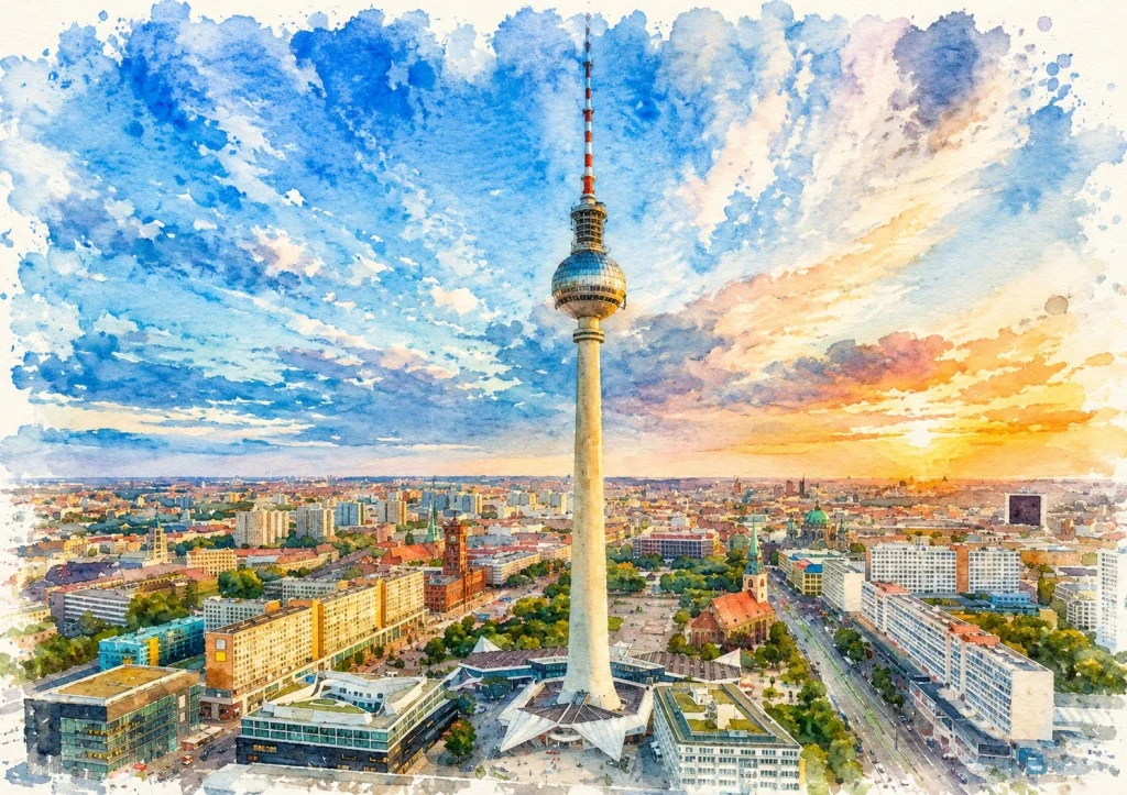 Berliner Fernsehturm und Skyline als Illustration für Casino Events in Berlin