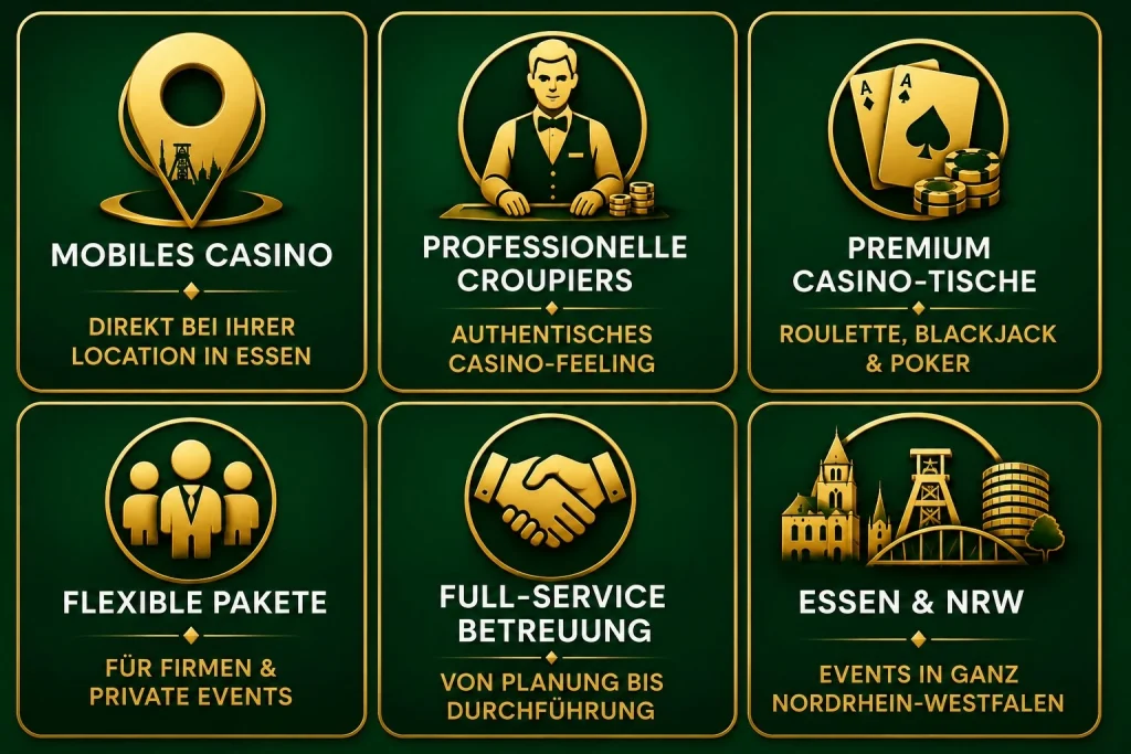 Mobiles Casino Event in Essen mit professionellen Croupiers und Premium Casino-Tischen