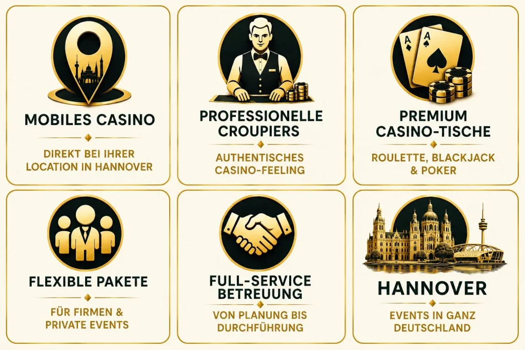 Mobiles Casino in Hannover mit professionellen Croupiers und Premium Casino-Tischen