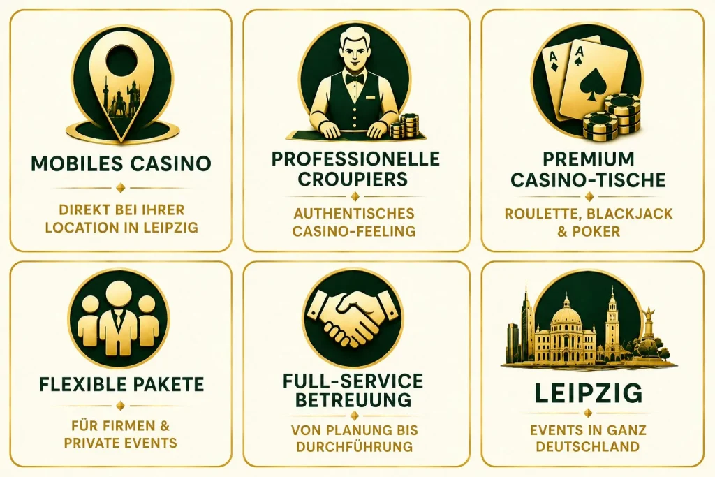 Mobiles Casino in Leipzig mit professionellen Croupiers und Premium Casino-Tischen