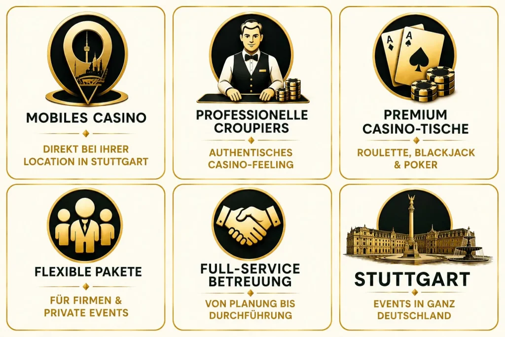 Mobiles Casino in Stuttgart mit professionellen Croupiers und Premium Casino-Tischen