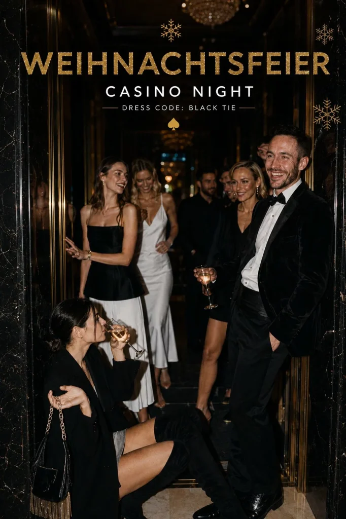 Weihnachtsfeier mit Casino Night – elegantes Firmenevent mit Black Tie Dresscode und Casino-Unterhaltung