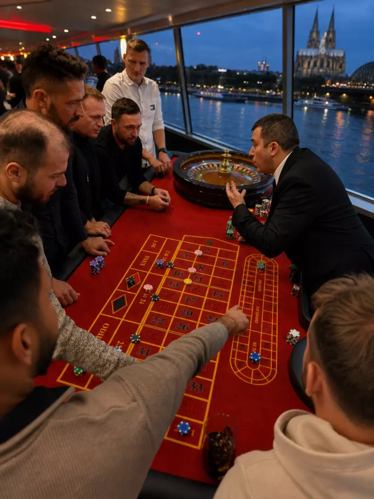 Casino Event auf dem Schiff mit Roulette und professionellem Croupier