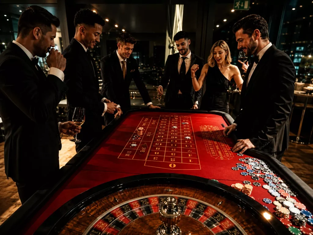 Roulette beim mobilen Casino Event mit Gästen und professionellem Spieltisch