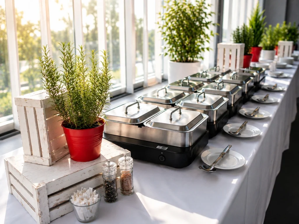 Event Catering in Duisburg mit warmem Buffet für Firmenfeier und Veranstaltung