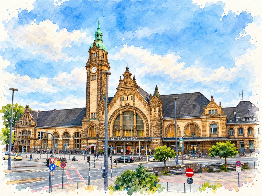 Krefeld Hauptbahnhof in der Innenstadt