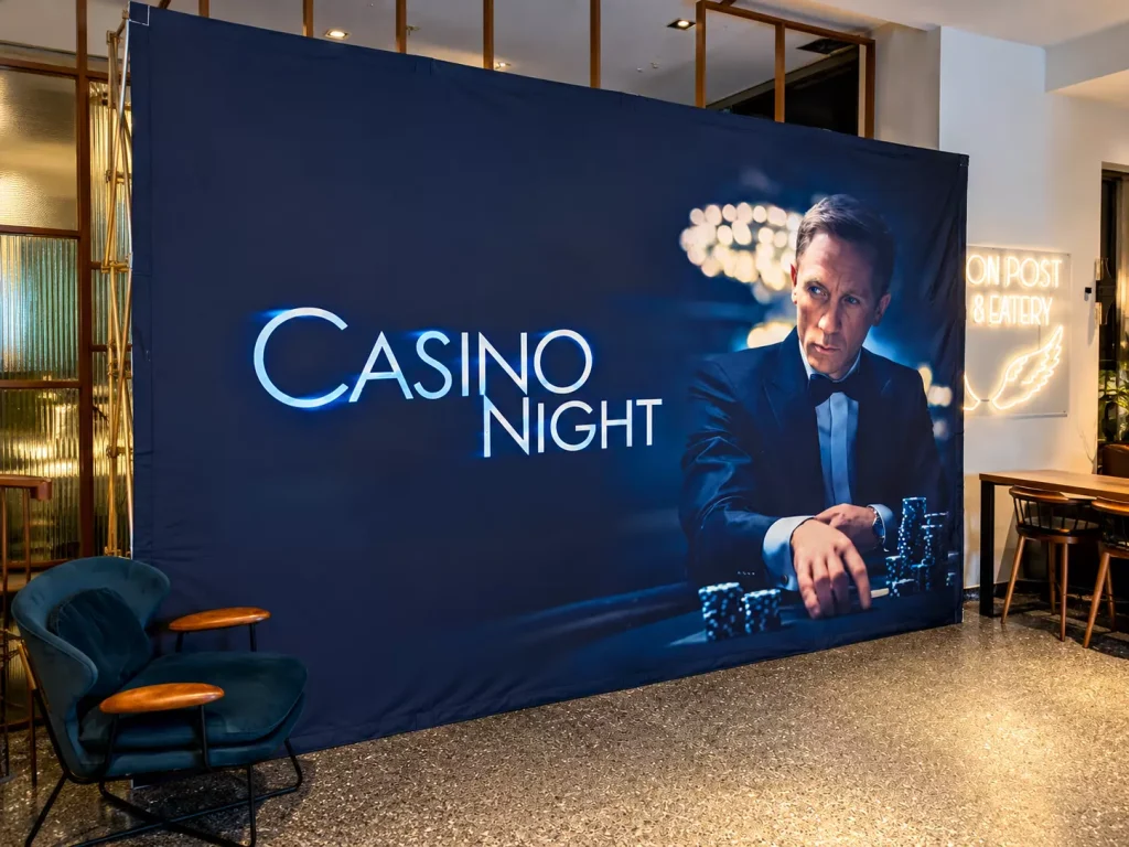 Casino Night Banner als Fotohintergrund für ein mobiles Casino-Event